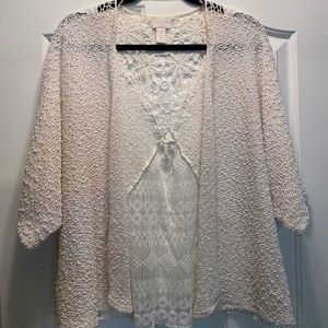 Chico’s white crochet cardigan